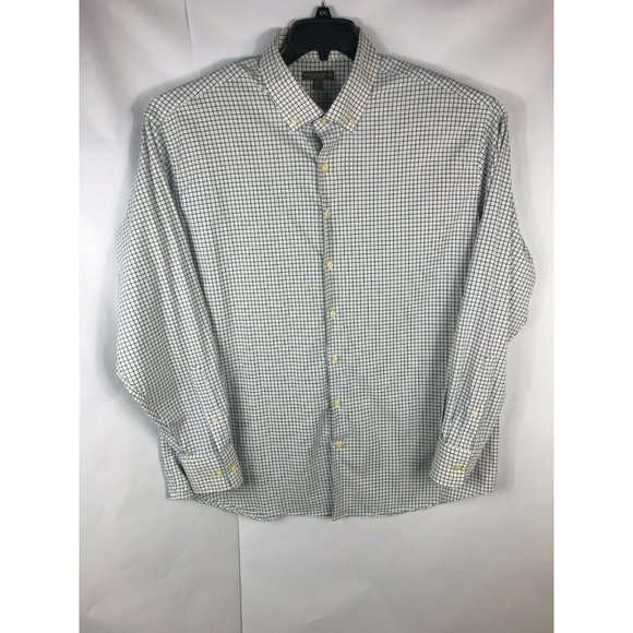 Peter Millar Summer Comfort Men's 2XL Long Sleeve White Check Nylon Blend A9 - Picture 1 of 4